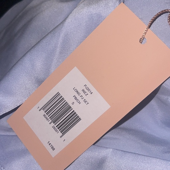 Inez Washable Silk Long PJ Set Powder Blue/Champagne - Picture 5 of 5